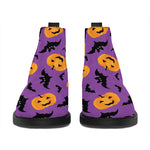 Halloween Bat And Pumpkin Pattern Print Flat Ankle Boots