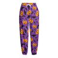 Halloween Bat And Pumpkin Pattern Print Fleece Lined Knit Pants