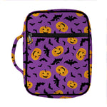 Halloween Bat And Pumpkin Pattern Print Front Pocket Bible Bag