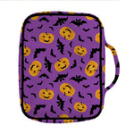 Halloween Bat And Pumpkin Pattern Print Front Pocket Bible Bag