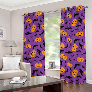 Halloween Bat And Pumpkin Pattern Print Grommet Curtains