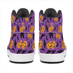 Halloween Bat And Pumpkin Pattern Print High Top Leather Sneakers