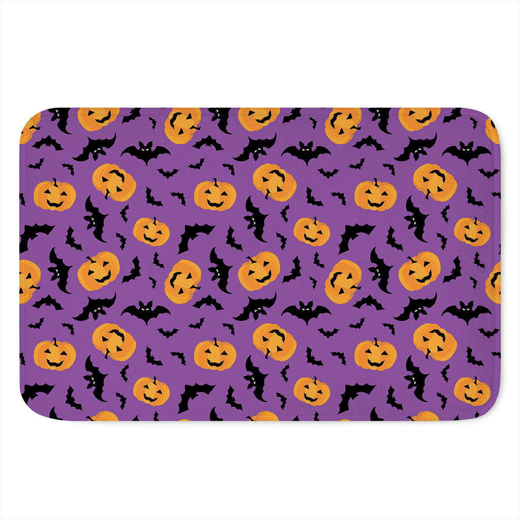 Halloween Bat And Pumpkin Pattern Print Indoor Door Mat