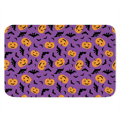 Halloween Bat And Pumpkin Pattern Print Indoor Door Mat