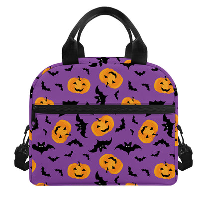 Halloween Bat And Pumpkin Pattern Print Insulated Lunch Bag
