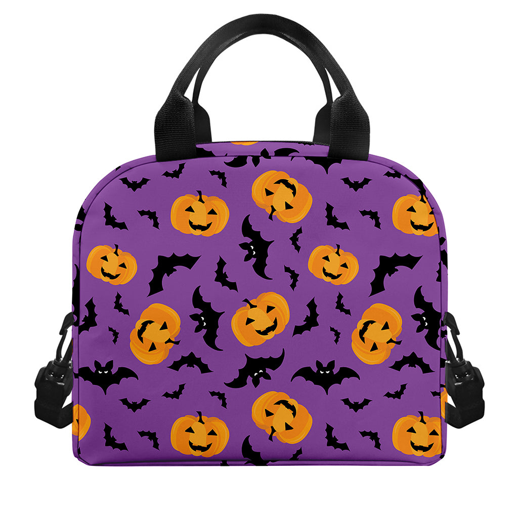 Halloween Bat And Pumpkin Pattern Print Insulated Lunch Bag