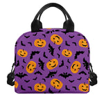 Halloween Bat And Pumpkin Pattern Print Insulated Lunch Bag