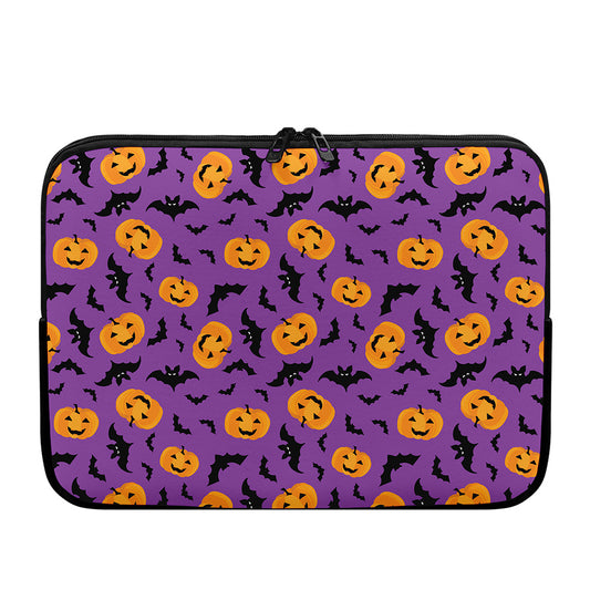 Halloween Bat And Pumpkin Pattern Print Laptop Sleeve
