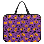 Halloween Bat And Pumpkin Pattern Print Laptop Sleeve With Handle