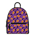 Halloween Bat And Pumpkin Pattern Print Leather Backpack