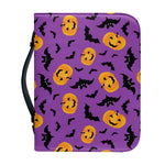 Halloween Bat And Pumpkin Pattern Print Leather Bible Cover