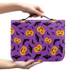Halloween Bat And Pumpkin Pattern Print Leather Bible Cover