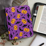 Halloween Bat And Pumpkin Pattern Print Leather Bible Cover