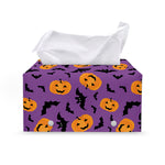 Halloween Bat And Pumpkin Pattern Print Leather Tissue Box Cover