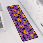 Halloween Bat And Pumpkin Pattern Print Long Kitchen Mat