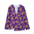 Halloween Bat And Pumpkin Pattern Print Long Sleeve Short Coat