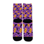 Halloween Bat And Pumpkin Pattern Print Long Socks