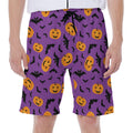 Halloween Bat And Pumpkin Pattern Print Men's Beach Shorts
