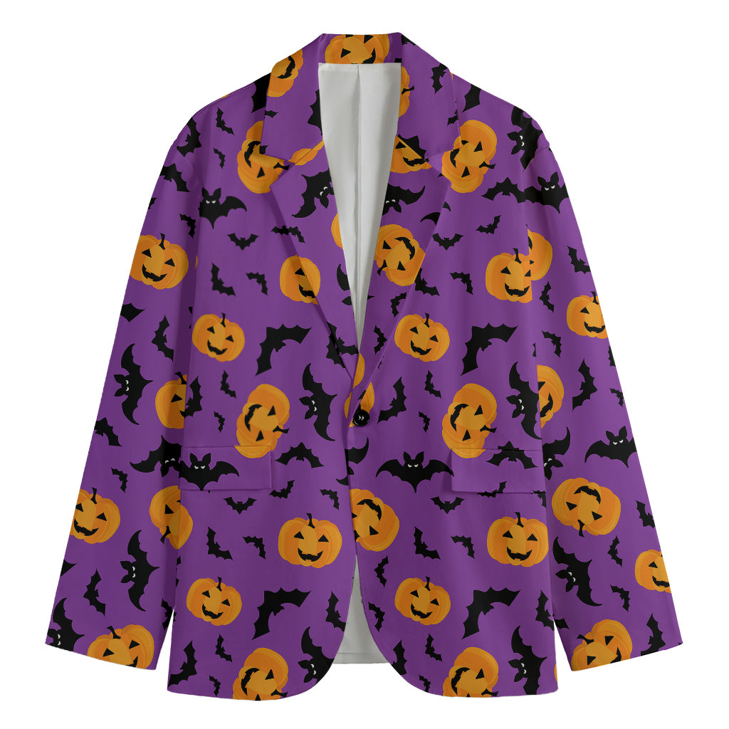 Halloween Bat And Pumpkin Pattern Print Men's Blazer