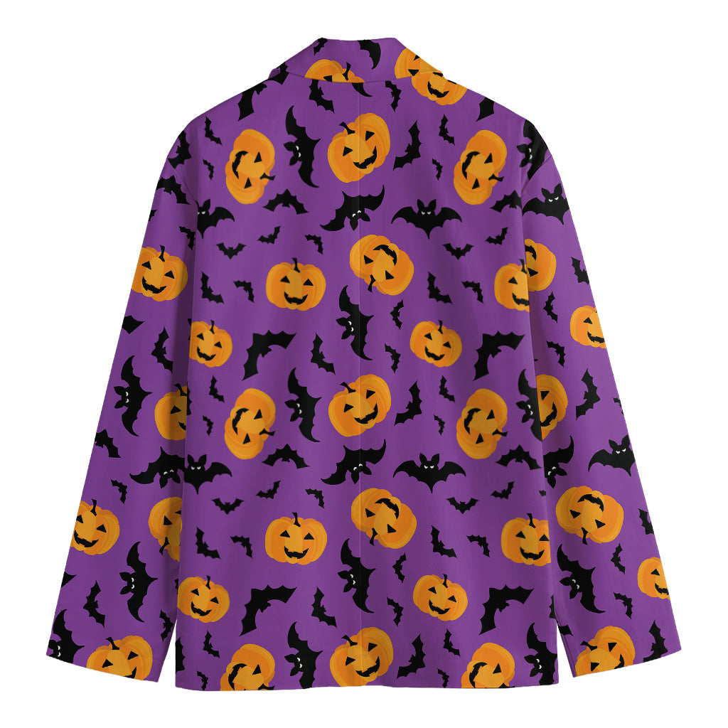 Halloween Bat And Pumpkin Pattern Print Men's Blazer