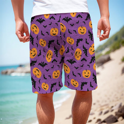 Halloween Bat And Pumpkin Pattern Print Men's Cargo Shorts
