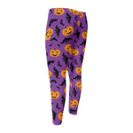 Halloween Bat And Pumpkin Pattern Print Men's Compression Pants