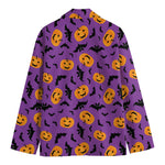 Halloween Bat And Pumpkin Pattern Print Men's Cotton Blazer