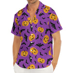 Halloween Bat And Pumpkin Pattern Print Men's Deep V-Neck Shirt