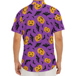 Halloween Bat And Pumpkin Pattern Print Men's Deep V-Neck Shirt