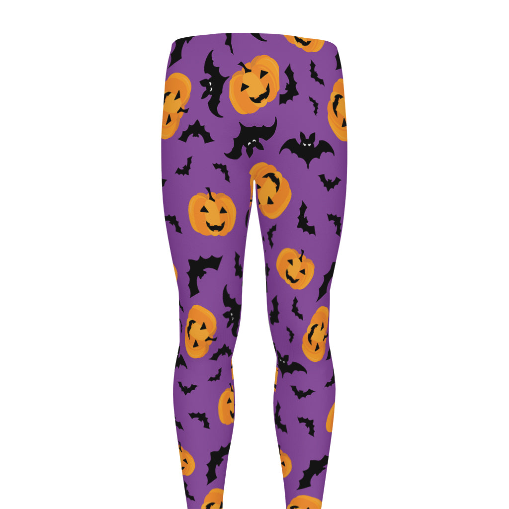 Halloween Bat And Pumpkin Pattern Print Men's leggings