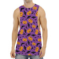 Halloween Bat And Pumpkin Pattern Print Men's Muscle Tank Top