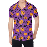 Halloween Bat And Pumpkin Pattern Print Men's Shirt