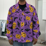 Halloween Bat And Pumpkin Pattern Print Men's Shirt Jacket