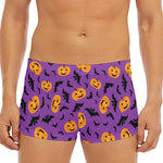 Halloween Bat And Pumpkin Pattern Print Men's Short Boxer Briefs