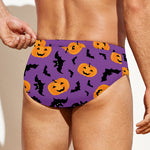 Halloween Bat And Pumpkin Pattern Print Men's Swim Briefs