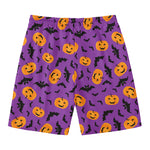 Halloween Bat And Pumpkin Pattern Print Men's Swim Trunks