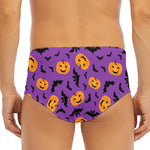 Halloween Bat And Pumpkin Pattern Print Men's Triangle Swim Briefs