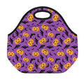Halloween Bat And Pumpkin Pattern Print Neoprene Lunch Bag
