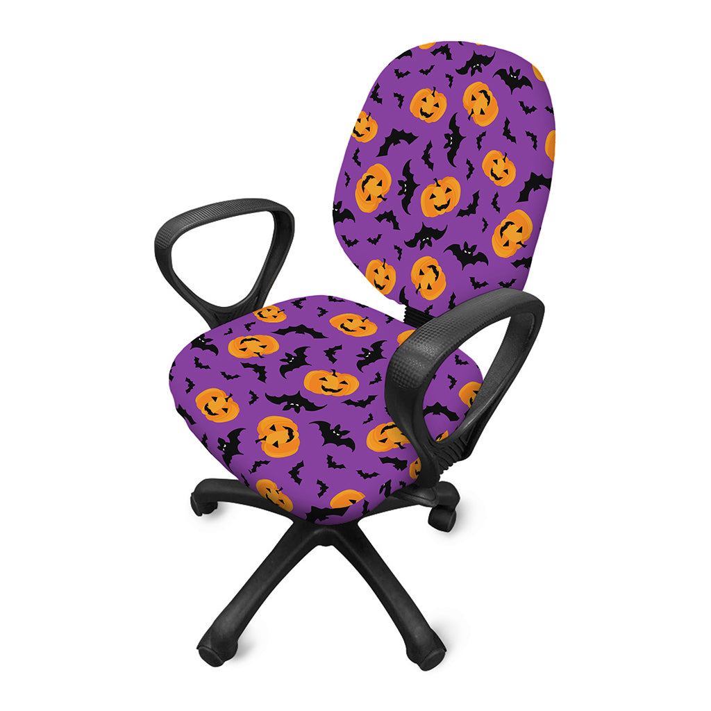 Halloween Bat And Pumpkin Pattern Print Office Chair Cover