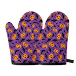 Halloween Bat And Pumpkin Pattern Print Oven Mitts