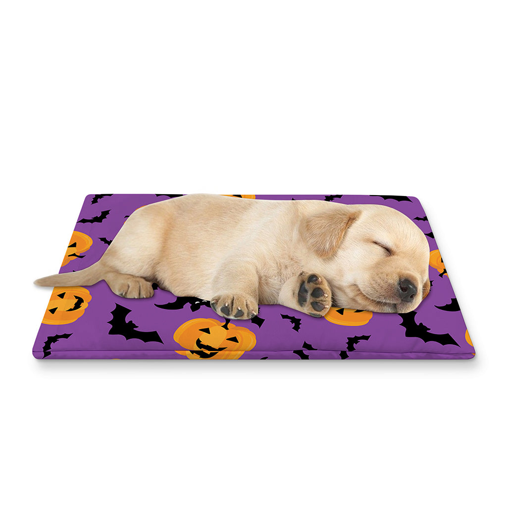 Halloween Bat And Pumpkin Pattern Print Pet Cooling Mat Cover