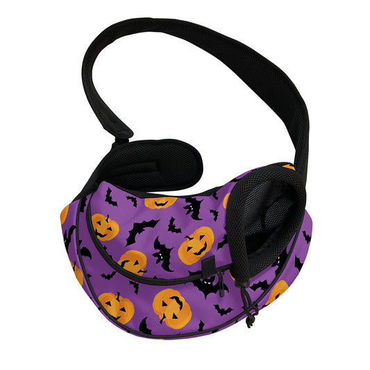 Halloween Bat And Pumpkin Pattern Print Pet Sling Carrier