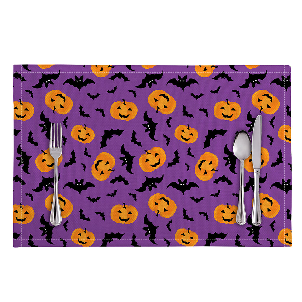 Halloween Bat And Pumpkin Pattern Print Placemat