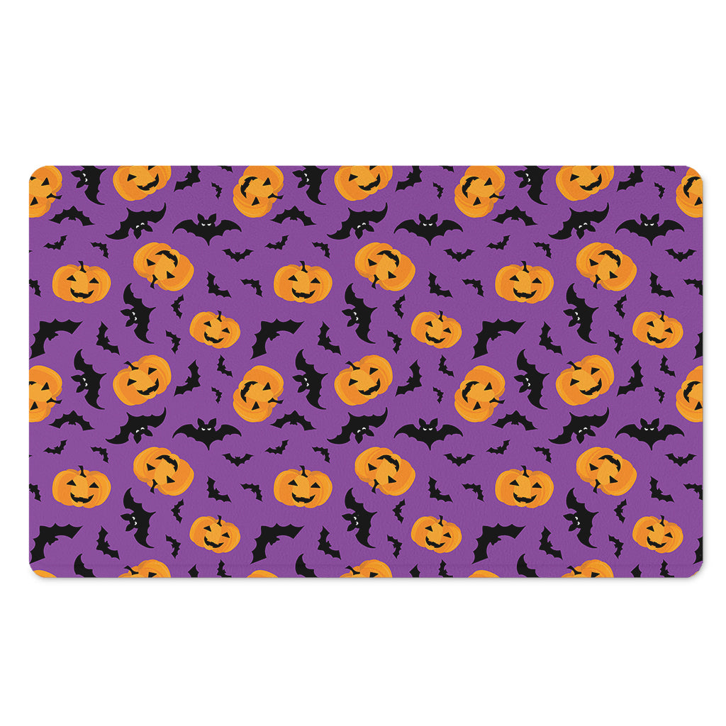 Halloween Bat And Pumpkin Pattern Print Polyester Doormat