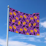 Halloween Bat And Pumpkin Pattern Print Polyester Flag