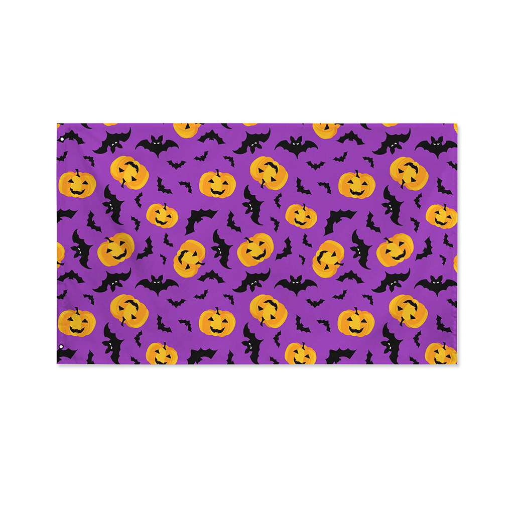 Halloween Bat And Pumpkin Pattern Print Polyester Flag