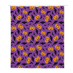Halloween Bat And Pumpkin Pattern Print Polyester Shower Curtain