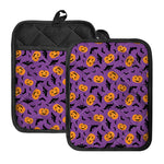 Halloween Bat And Pumpkin Pattern Print Pot Holders With Pocket