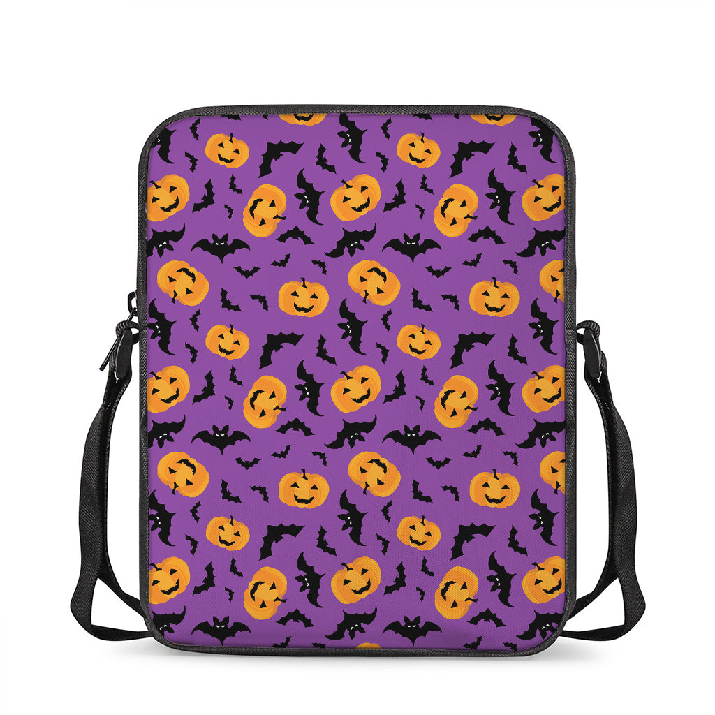 Halloween Bat And Pumpkin Pattern Print Rectangular Crossbody Bag
