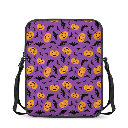 Halloween Bat And Pumpkin Pattern Print Rectangular Crossbody Bag